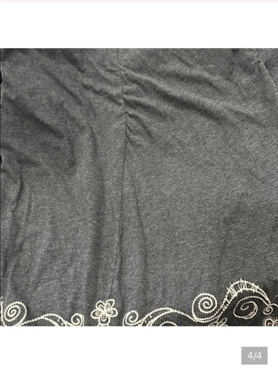 Johnny Was Dark Gray Long Sleeve Embroidered Tunic Dress - Picture 4 of 4